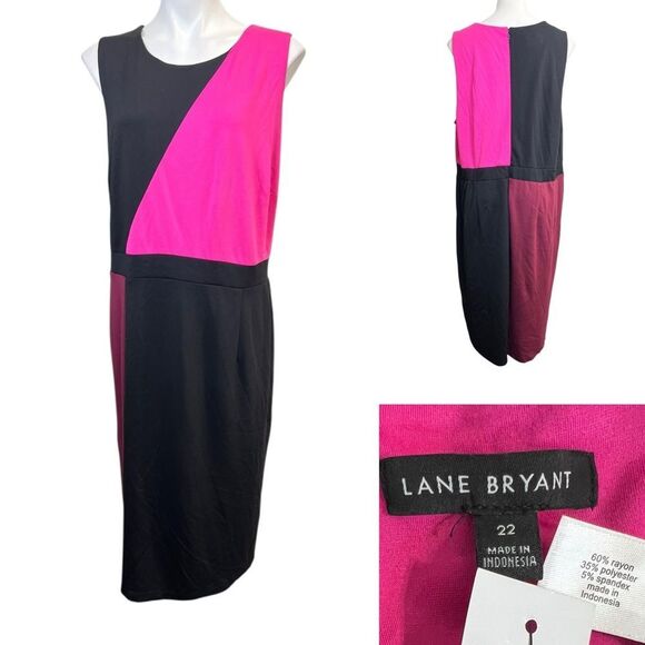 Lane Bryant dress plus size 22‎ pink multicolor colorblock stretch bodycon - Picture 1 of 6